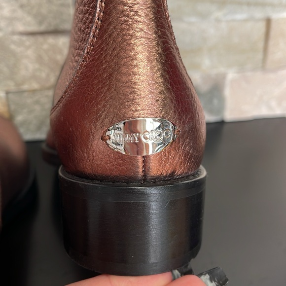 JIMMY CHOO Dondo Rosewood Grainy Calf Leather Biker Boots - Picture 12 of 16